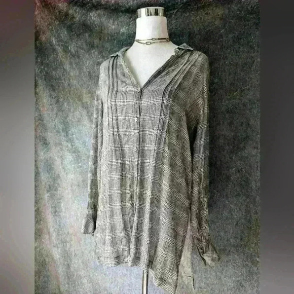 J Jill Houndstooth Button down Shirt Tunic - Picture 2 of 5